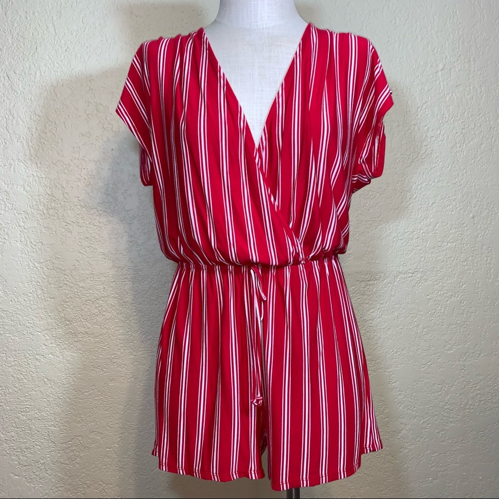 Red Striped Romper - Picture 3 of 7